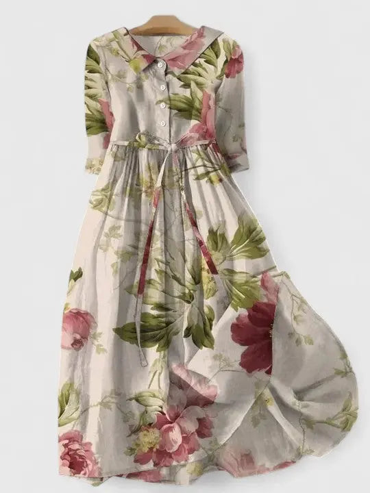 Solène | Elegant kjole – Rosa blomster