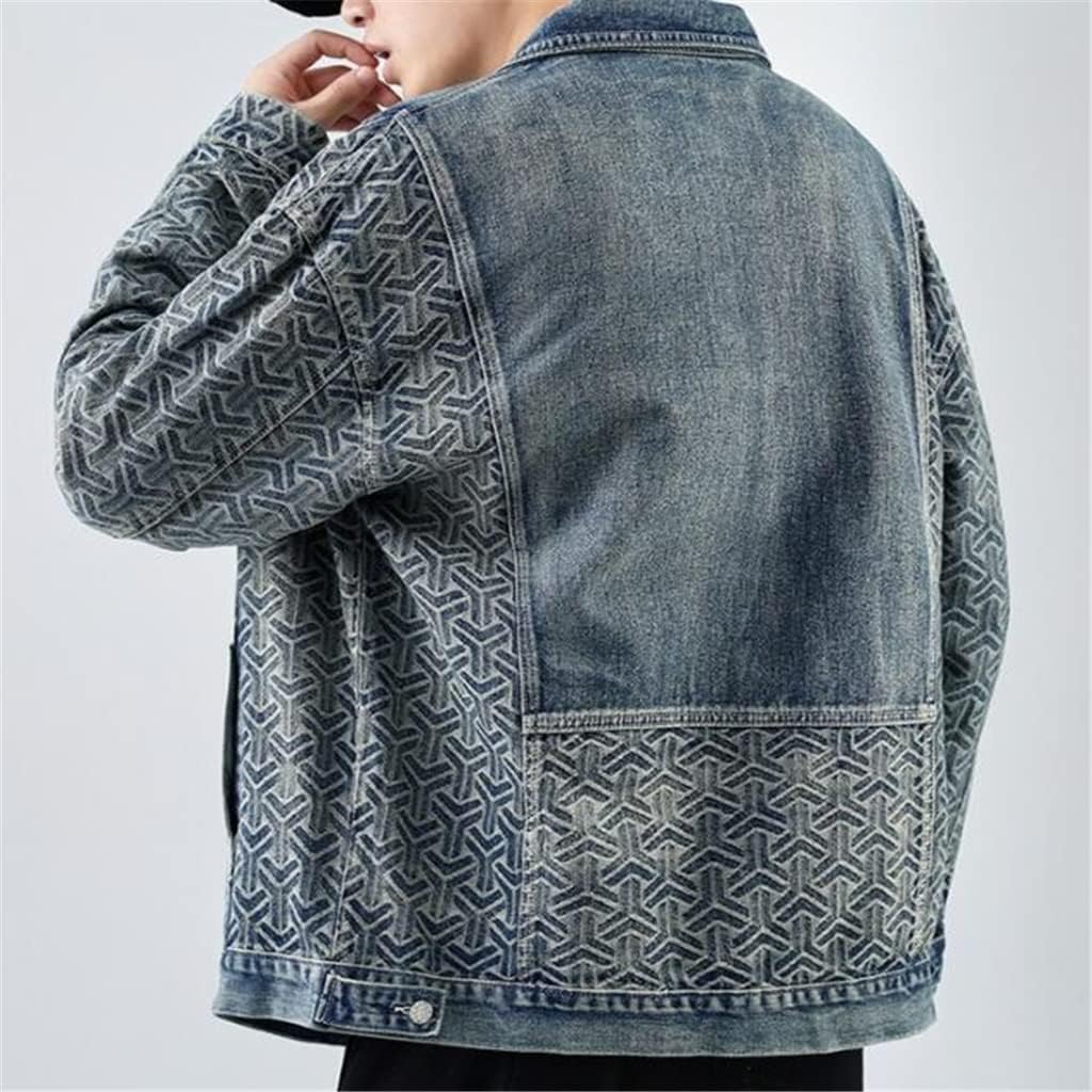 Denimjakke med mønstrede ermer
