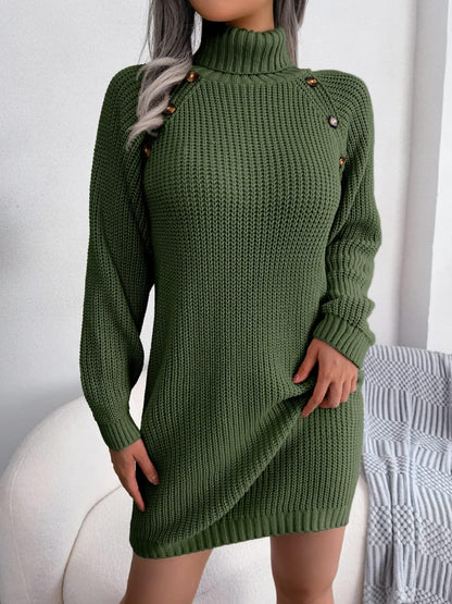 Strikket kjole med turtleneck