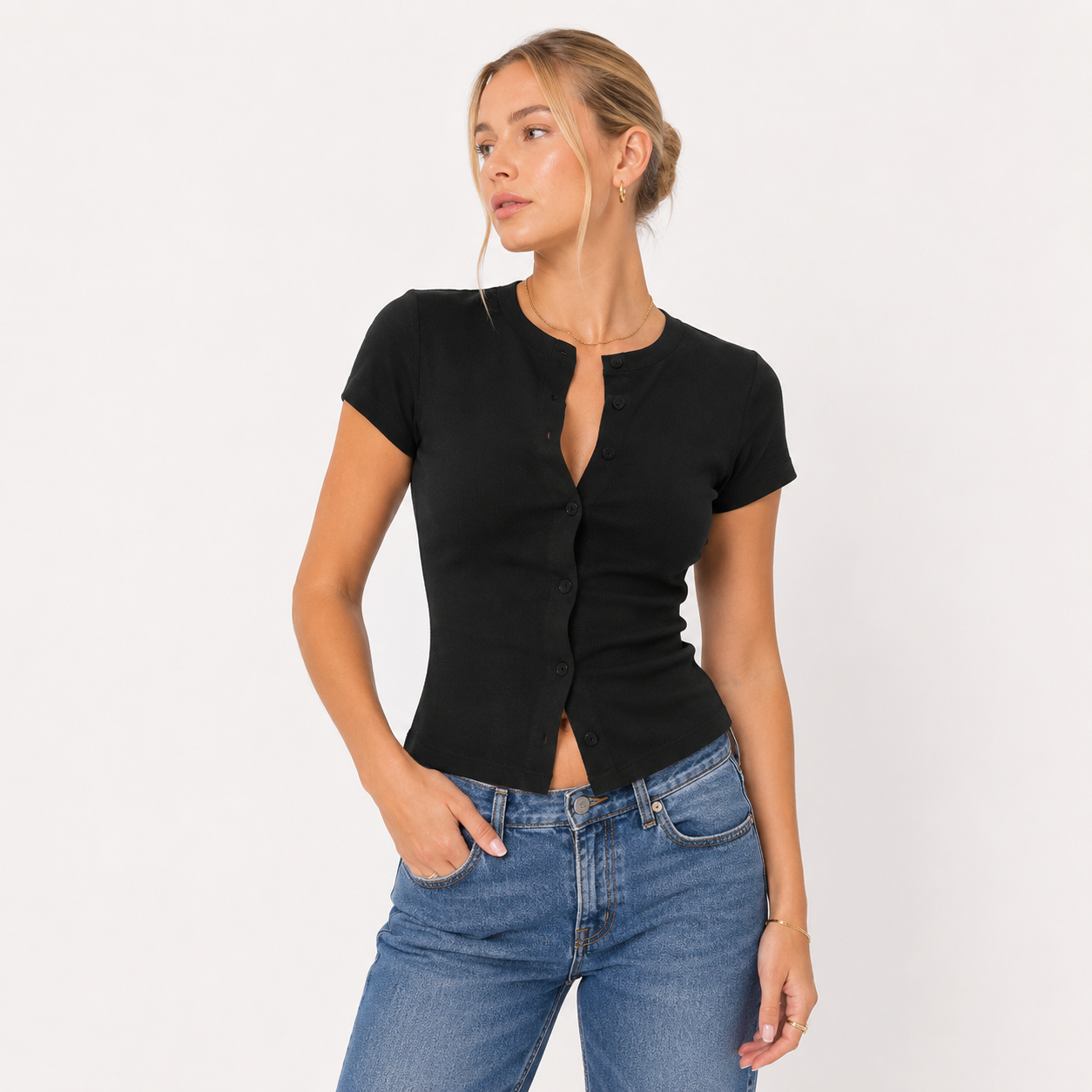 Kortermet T-skjorte til Dame – Slim Fit med Rund Hals for Hverdag og Sommer