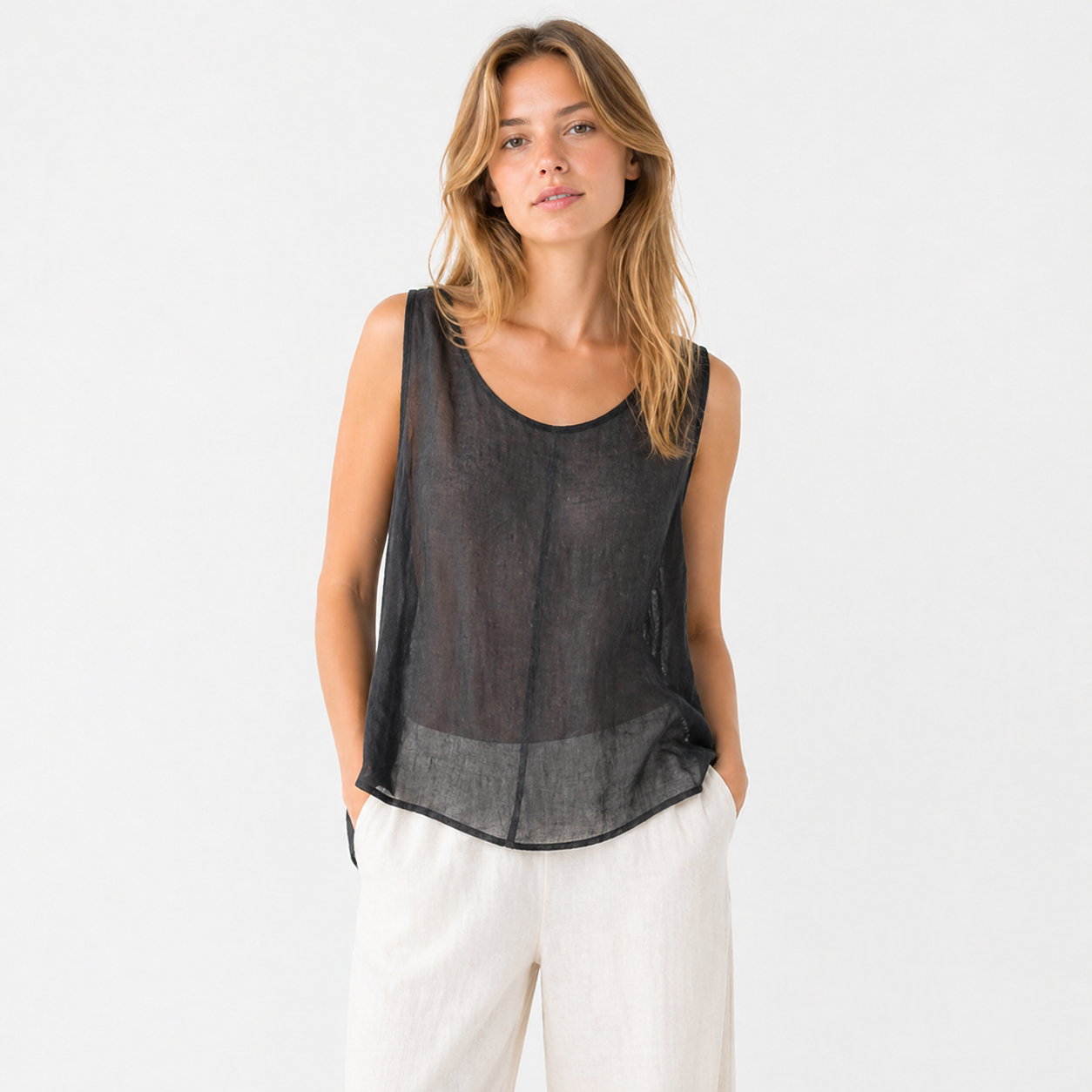 Singlet i Bomull &amp; Lin til Dame – Vintage Stil &amp; Sommer Basic