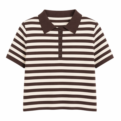 Stripet Polo T-skjorte til Dame – 100% Bomull &amp; Klassisk Sommerstil