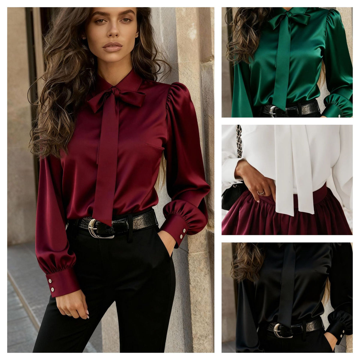 Langermet satengbluse