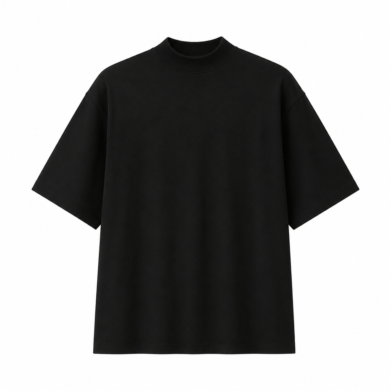 Sporty T-skjorte til Herre – Bomulls T-skjorte med Mock Neck og Kort Erme