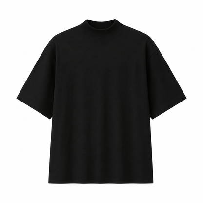 Sporty T-skjorte til Herre – Bomulls T-skjorte med Mock Neck og Kort Erme