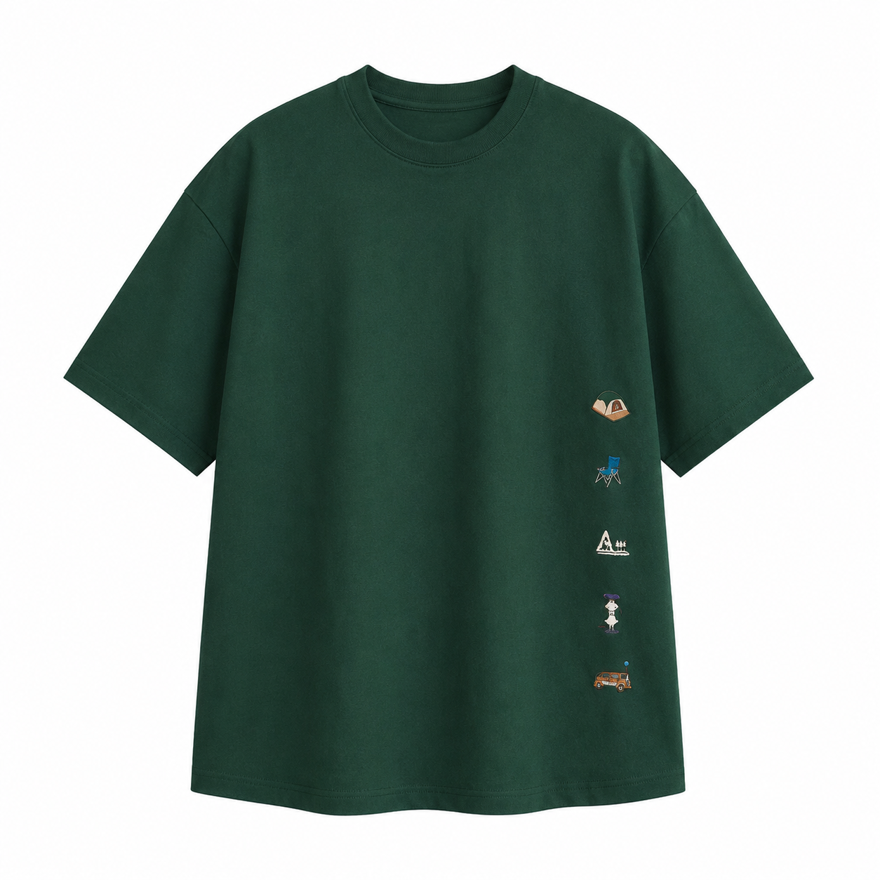 Amerikansk Retro T-skjorte til Herre – Løs Passform med Broderte Detaljer