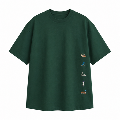 Amerikansk Retro T-skjorte til Herre – Løs Passform med Broderte Detaljer
