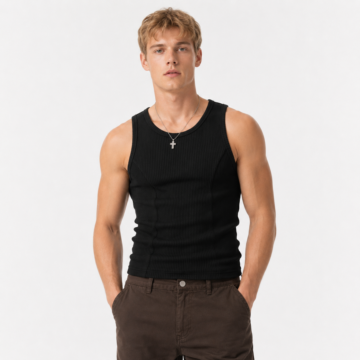 Ribbet Tank Top til Herre – Pustende Treningsvest for Gym og Sport