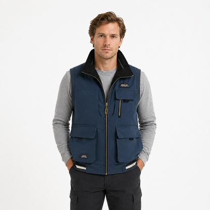 Outdoor Vest til Herre – Lett, Pustende &amp; Stand Collar Design – Mørk Blå