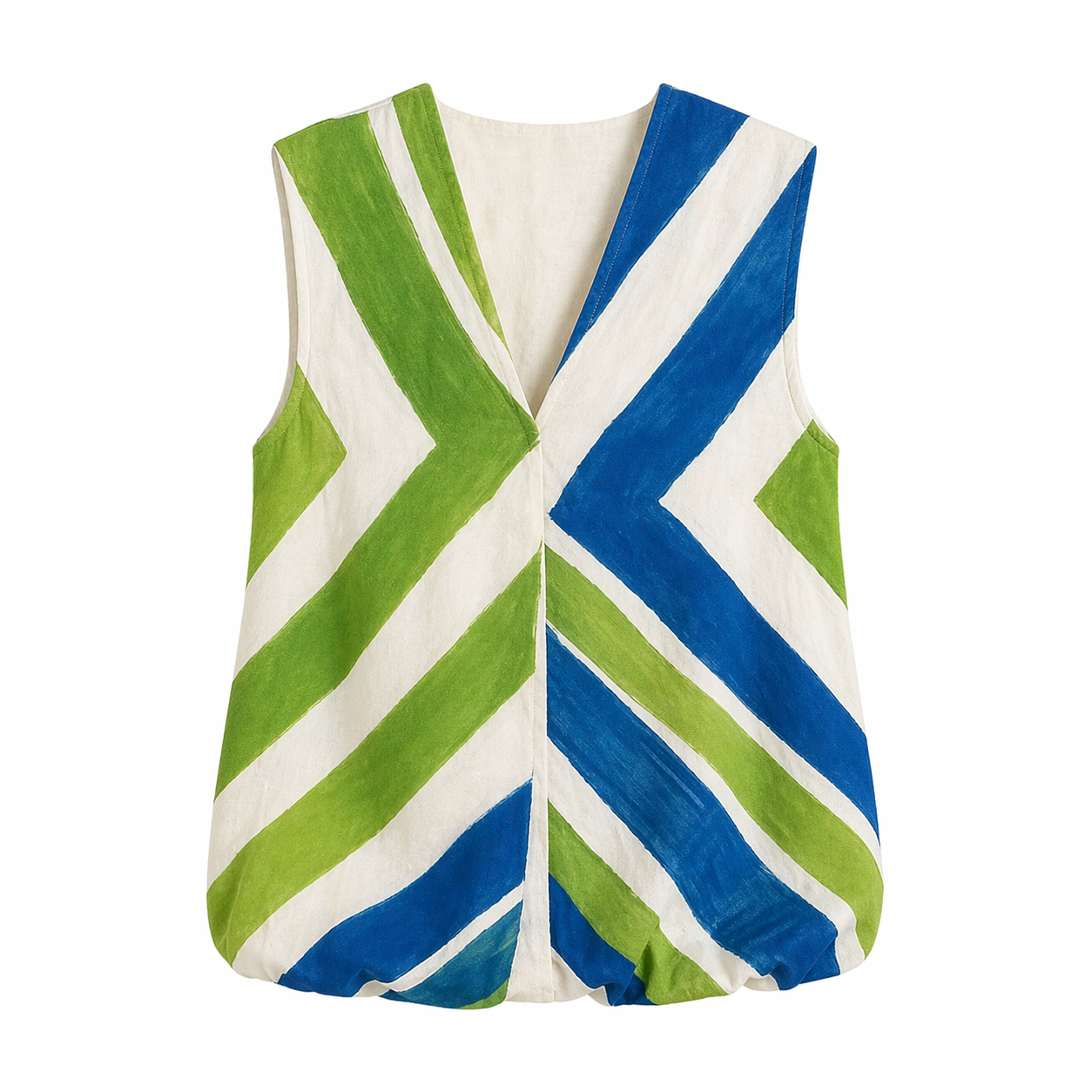Stripet Singlet til Dame – V-hals &amp; Kontrastfarger