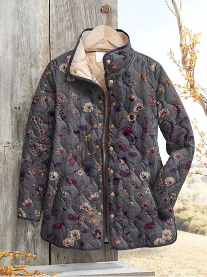 Ardelle | Quiltet jakke med vintageblomster – Flerfarget
