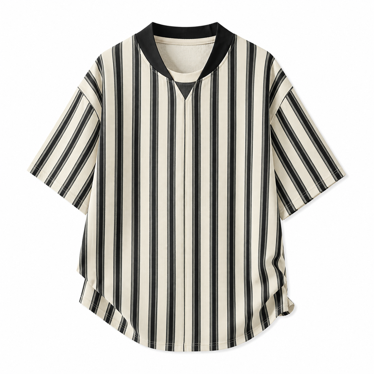 T-skjorte til Herre – Baseballkrage med Stripet Design