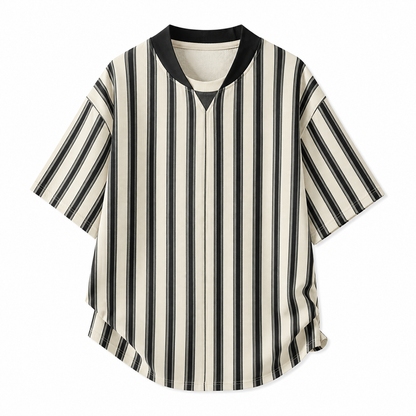 T-skjorte til Herre – Baseballkrage med Stripet Design