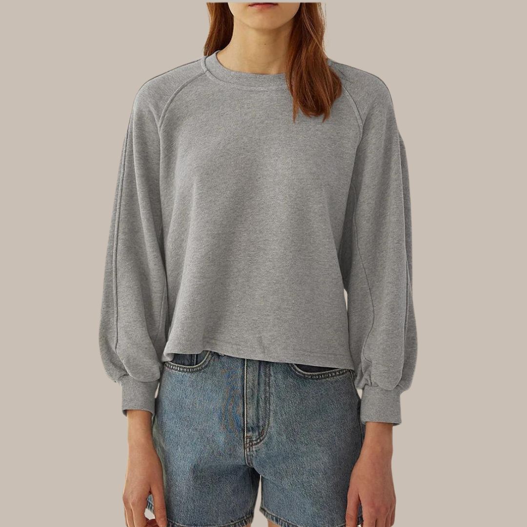 Klassisk sweatshirt med rund hals og ballongermer