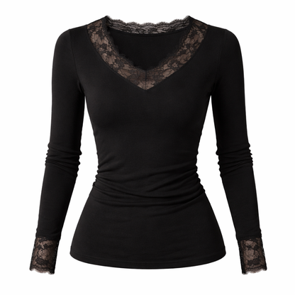 Crop Topp med V-hals og Blonde – Elegant og Trendy Topp til Dame