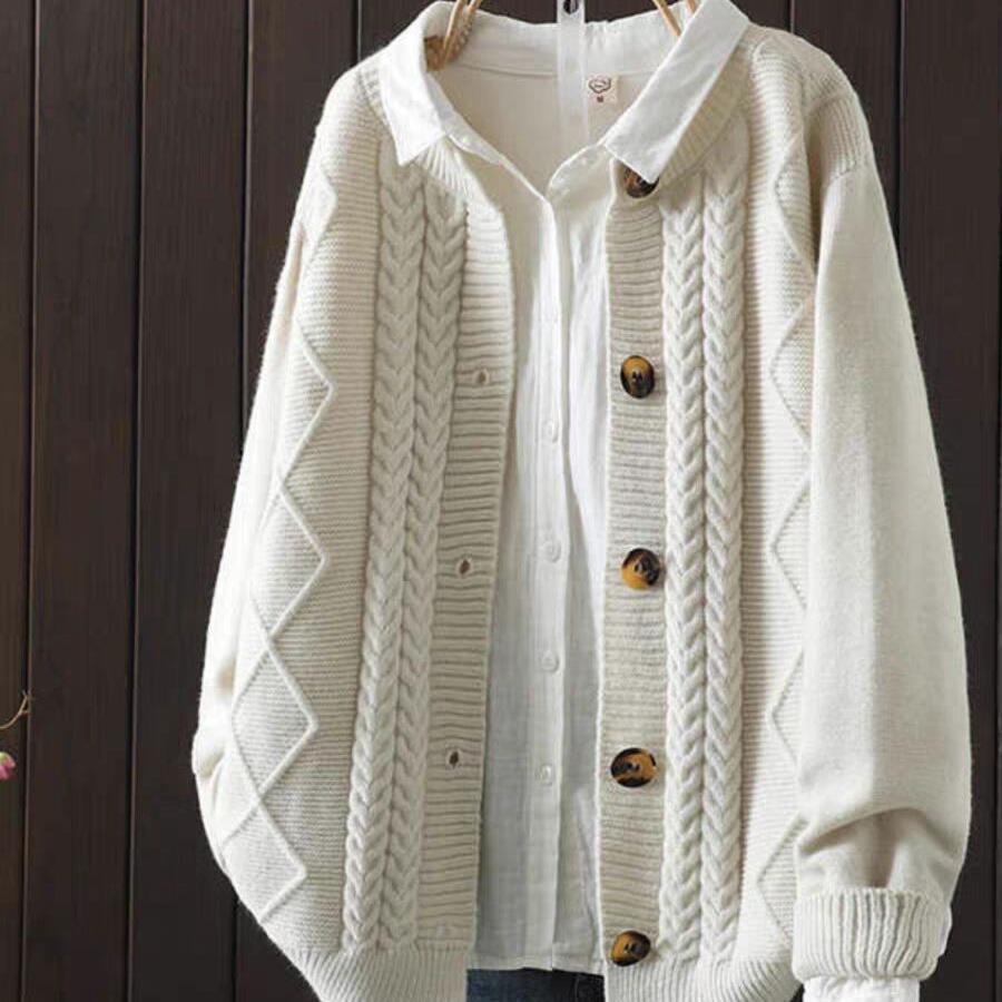 Kabelstrikket cardigan dame