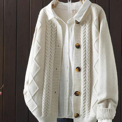 Kabelstrikket cardigan dame