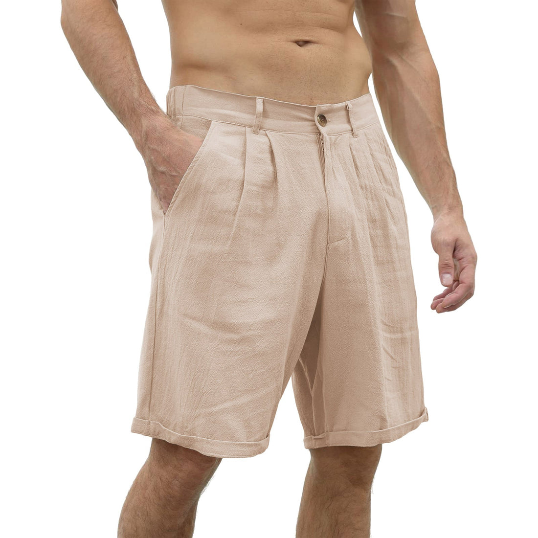 Sommershorts i lin for menn