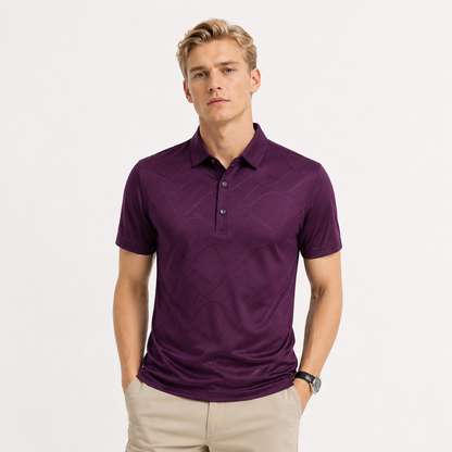 Slim Fit Poloskjorte til Herre – Lyocell- og Silkeblanding med Elegant Struktur