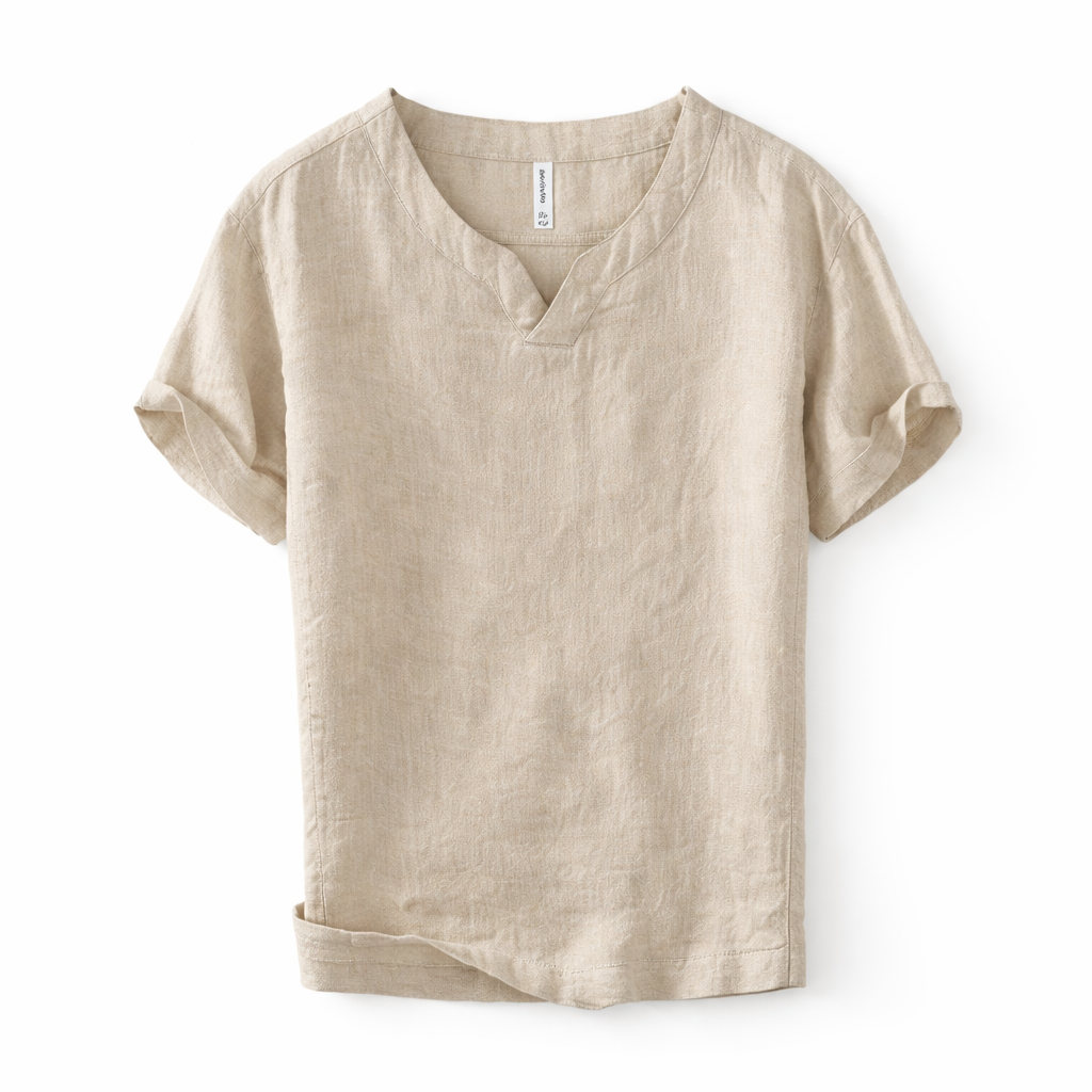 Premium Lin T-skjorte til Herre – 100% Lin, Kinesisk Inspirert &amp; Pustende Sommerstil