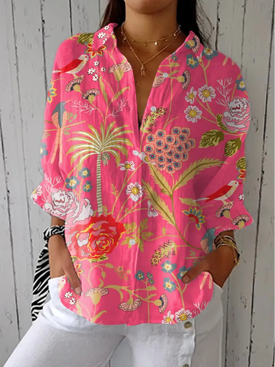 Alondra | Bluse med tropiske blomster – Flerfarget