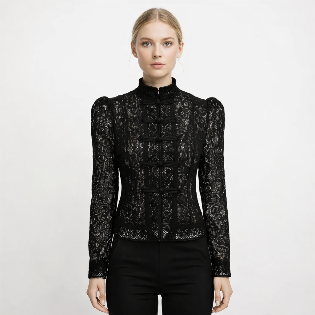Elegant Blondebluse til Dame – Lett, Gjennomsiktig &amp; Perfekt for Sommeren – Svart