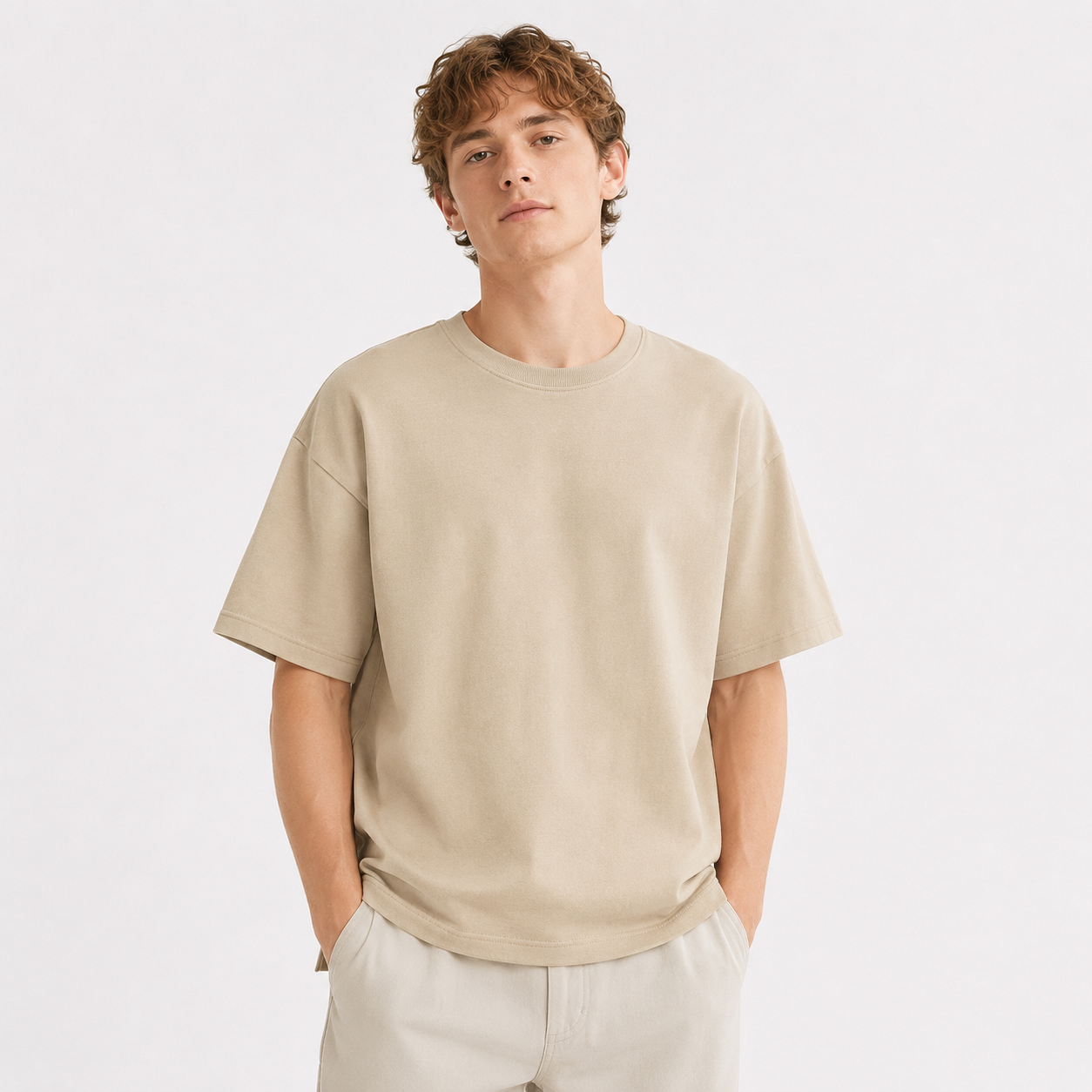 Heavyweight Piqué T-skjorte til Herre – Retro 340g Bomulls Tee med Løs Passform