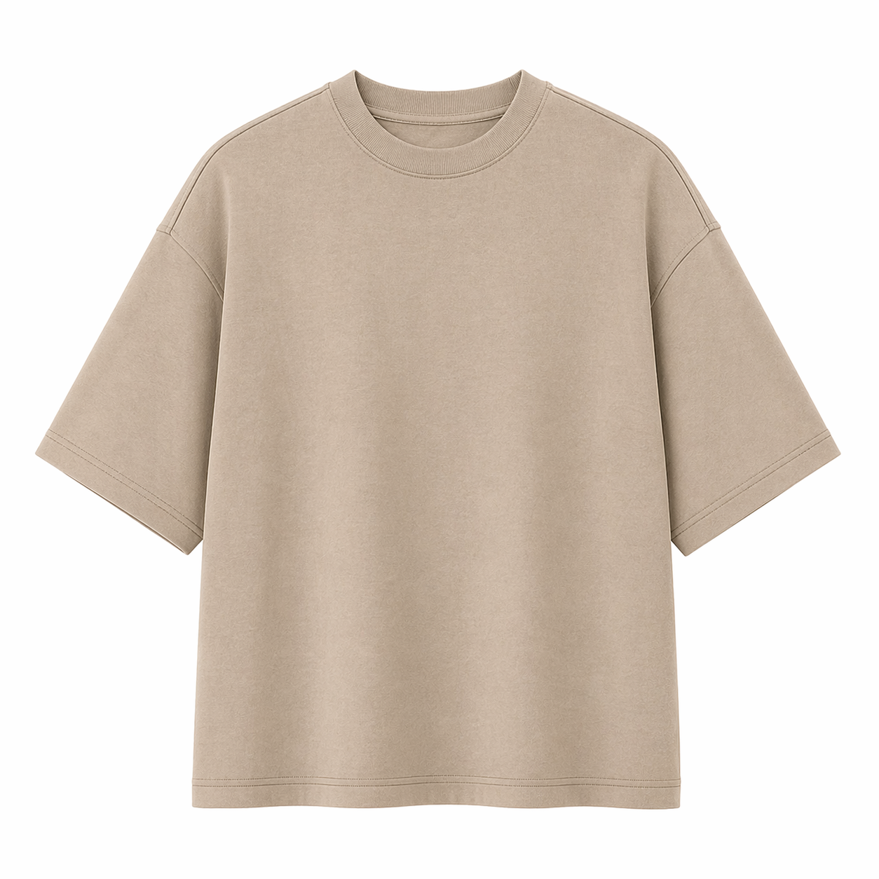 Grå T-skjorte til Herre – Kraftig Bomull, Løs Passform &amp; Vintage Stil