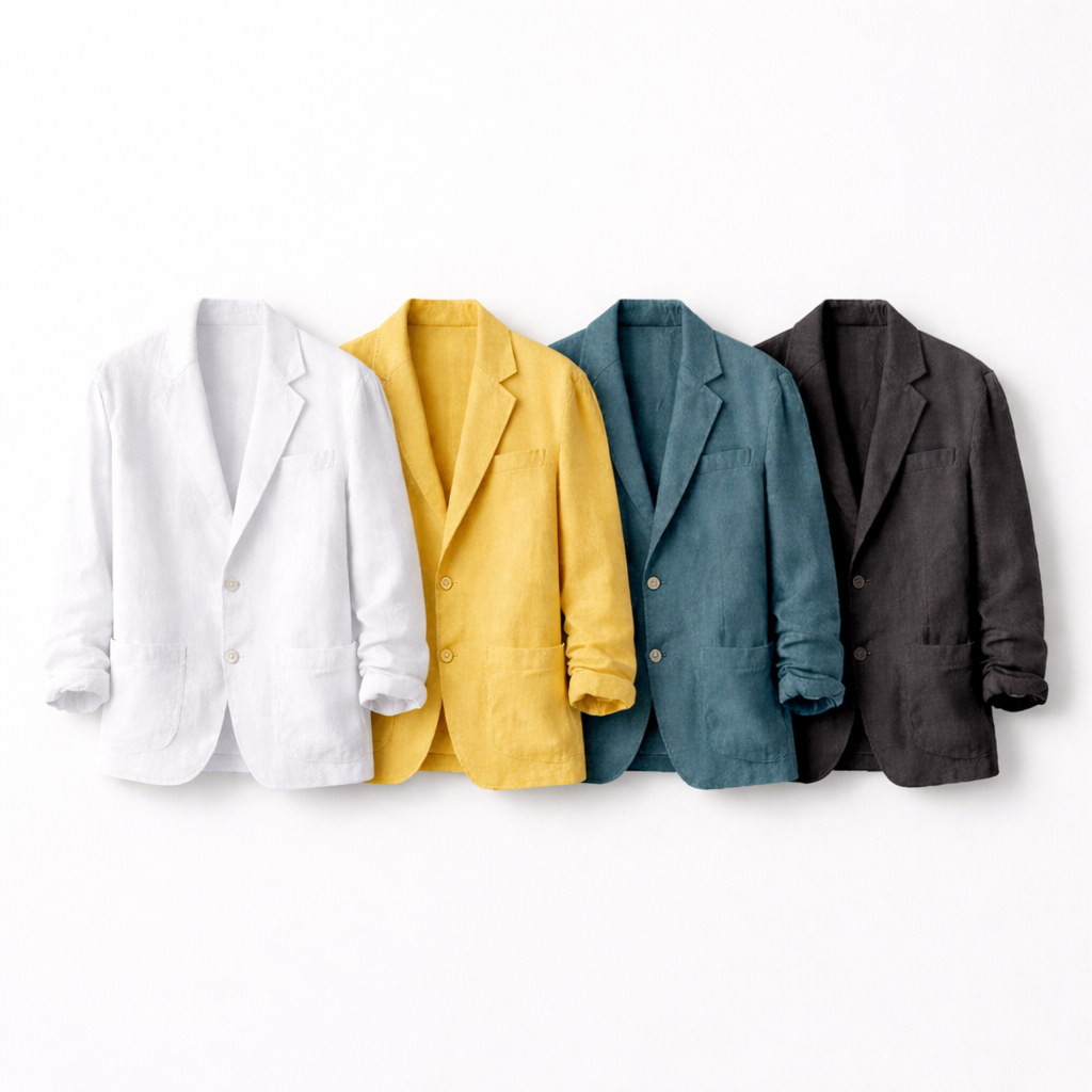 Lett Sommerblazer for Herre i Lin og Bomull – Pustende &amp; Elegant Jakke til Business og Casual Bruk Pakke