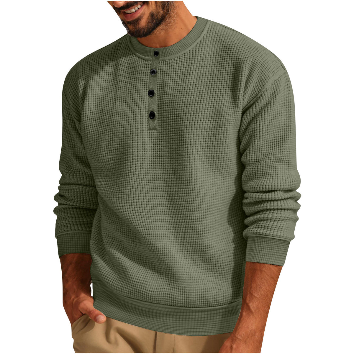 Henley genser herre detalj