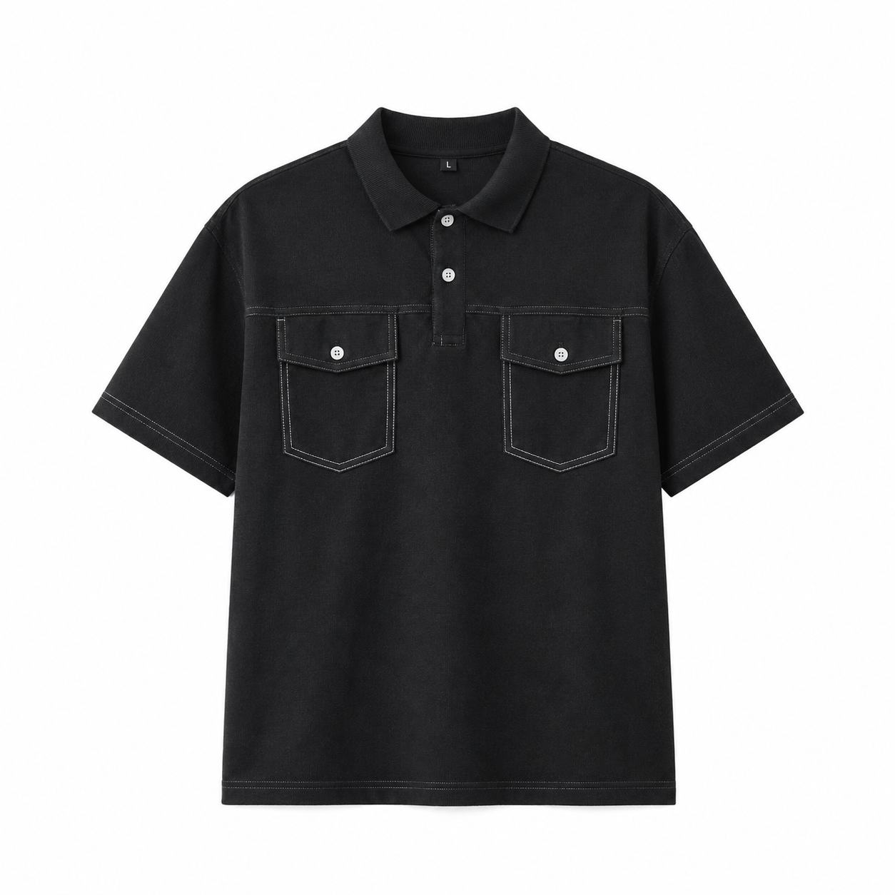Denim Polo til Herre – Kortermet Polo med Doble Brystlommer