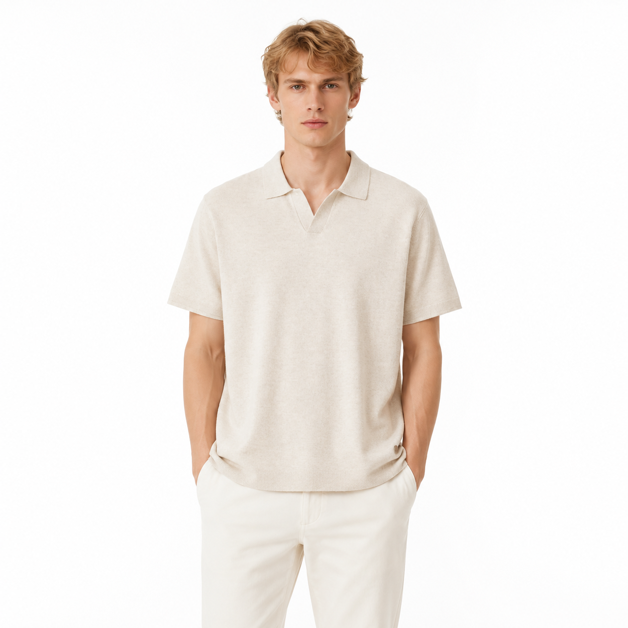 Strikket Polo til Herre – Myk og Pustende Business Casual Sommerstil