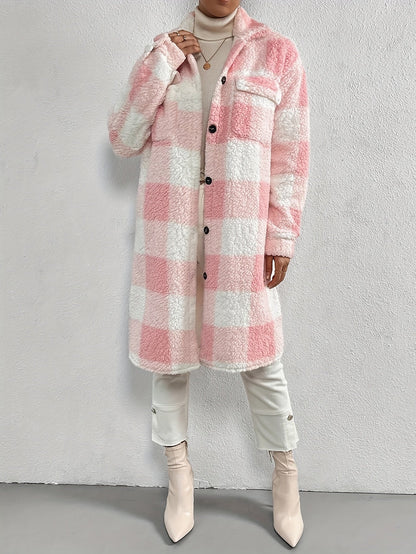 Elegant rutete teddyfrakk