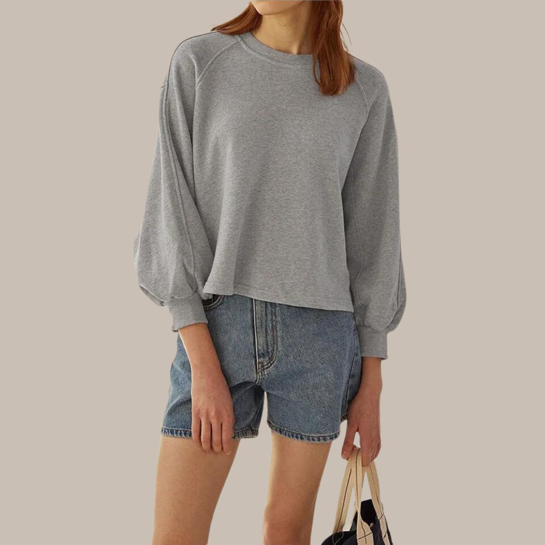 Klassisk sweatshirt med rund hals og ballongermer