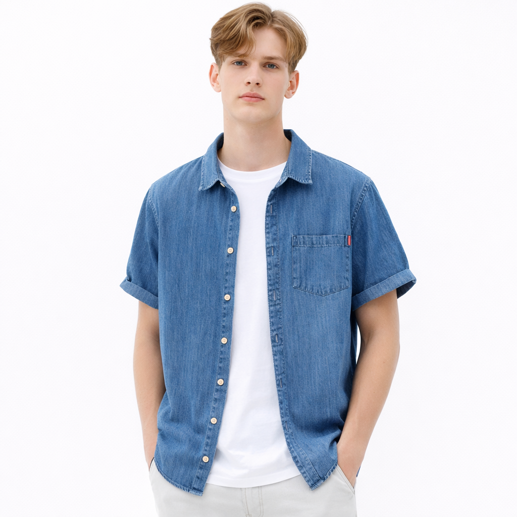 Denimskjorte til Herre – Lett &amp; Kortermet Sommerstil