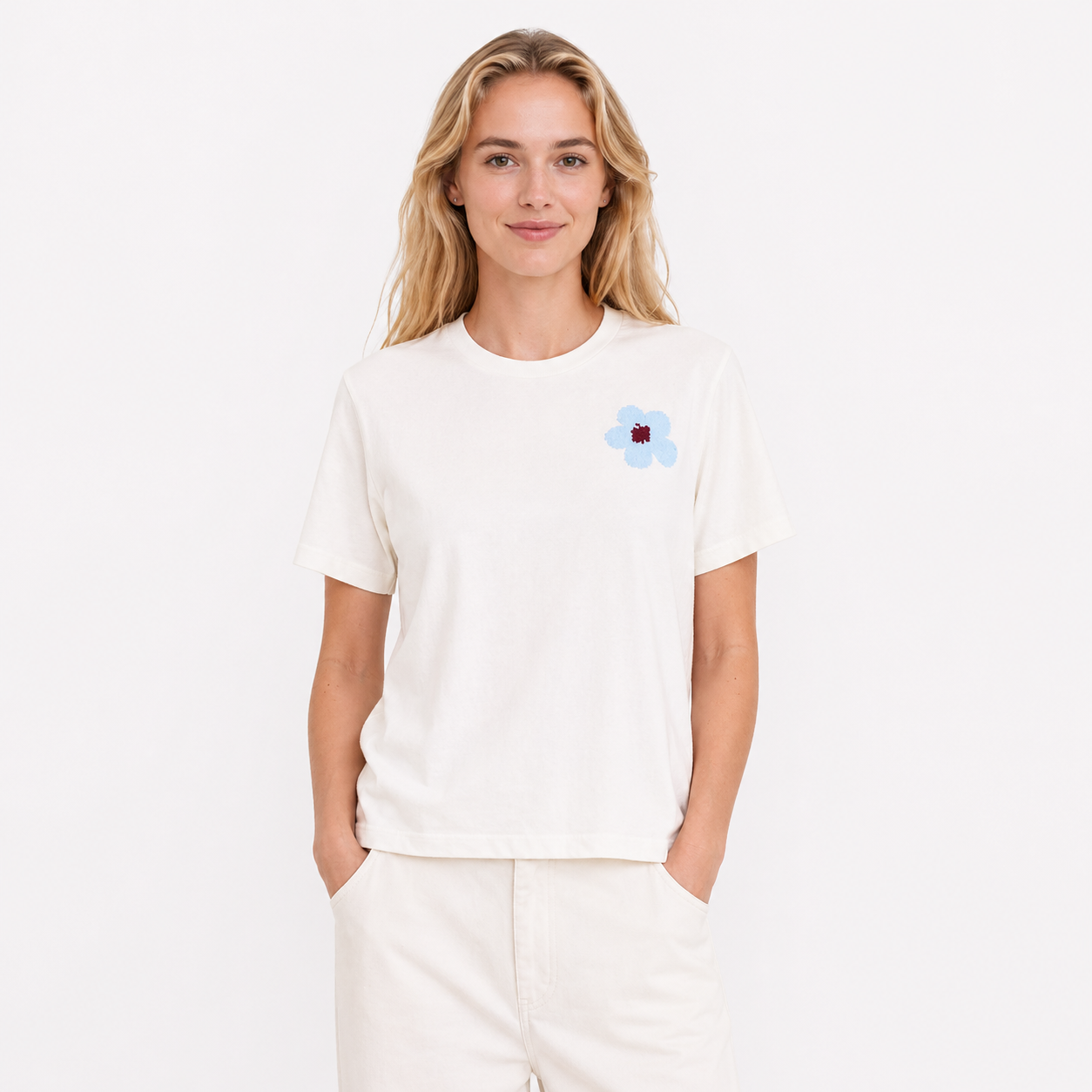 Bomulls T-skjorte til Dame – Løs Koreansk Casual Stil