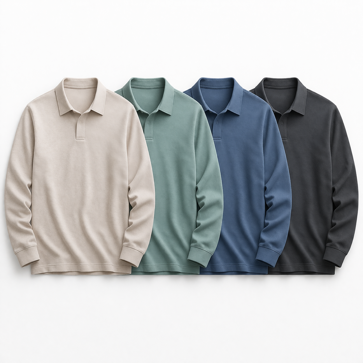 Herre Polo Skjorte med Broderi – Klassisk Krage &amp; Luksuriøs Golfstil Pakke – PL255-Beige + PL255-Grønn + PL255-Gråblå + PL255-Mørk grå