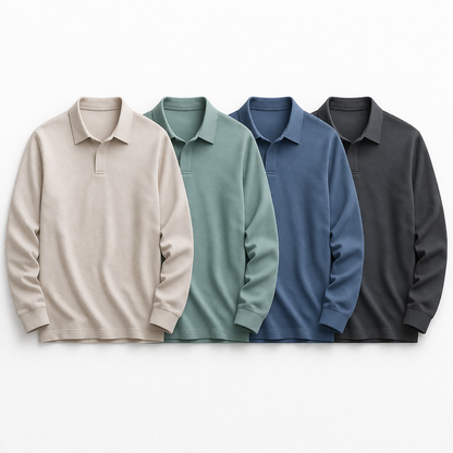 Herre Polo Skjorte med Broderi – Klassisk Krage &amp; Luksuriøs Golfstil Pakke – PL255-Beige + PL255-Grønn + PL255-Gråblå + PL255-Mørk grå