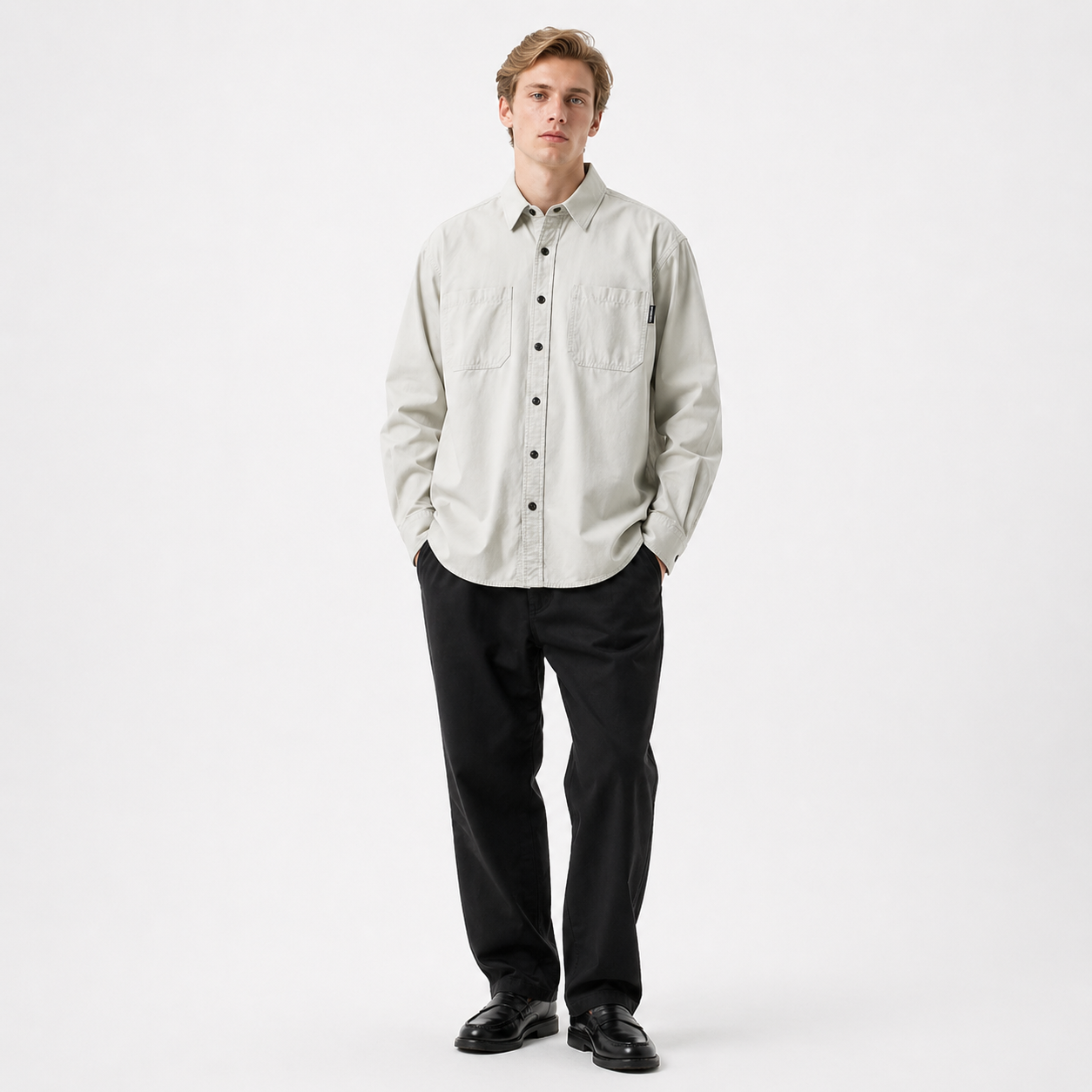 Bomullsskjorte til Herre – Vintage Langermet Workwear Stil