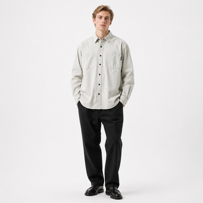 Bomullsskjorte til Herre – Vintage Langermet Workwear Stil