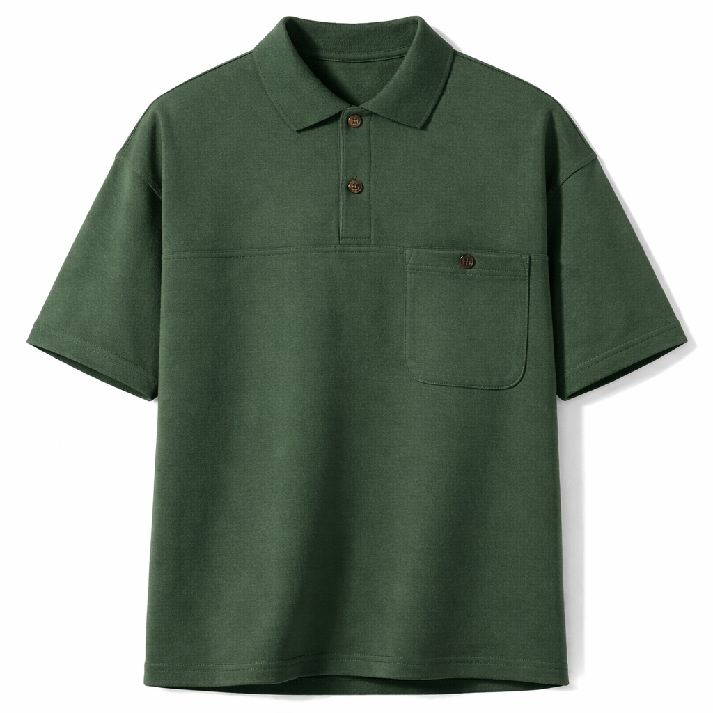Grønn Polo T-skjorte til Herre – Vintage Stil, Løs Passform &amp; Allsidig Sommerlook