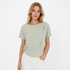 Grønn Asymmetrisk Topp til Dame – Elegant Sommer T-skjorte med Skew Collar – Lys Grønn T-skjorte