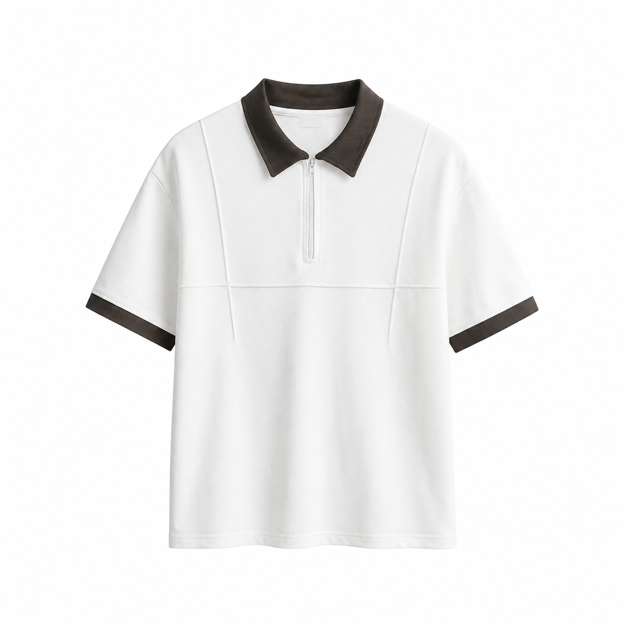 Half-Zip Polo til Herre – Kraftig Modal Polo med Color Block Design