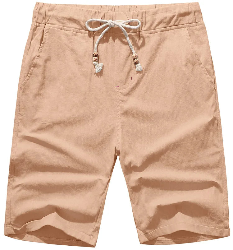 Strandshorts i lin med snøring for menn