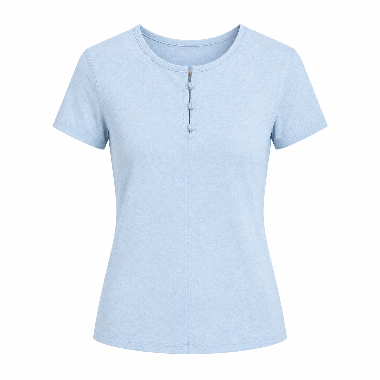 Ribbestrikket T-skjorte til Dame – Sommertopp med Cut-Out og Perleknapper