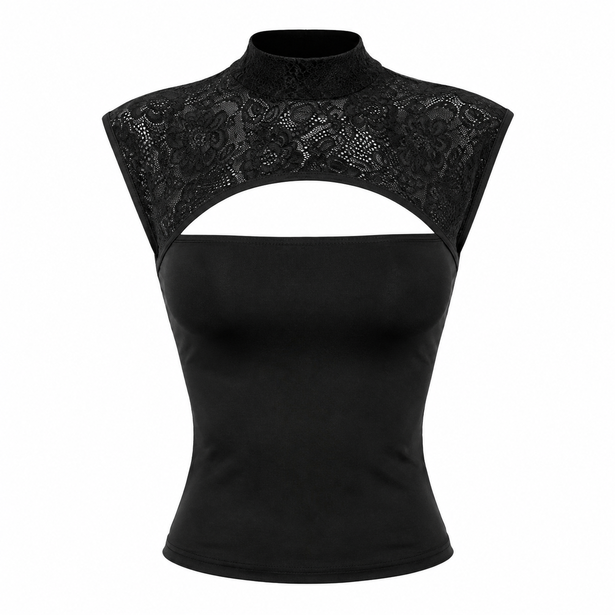 Blonde Crop Top til Dame | Ermeløs Topp med Utskjæringer og Ståkrage