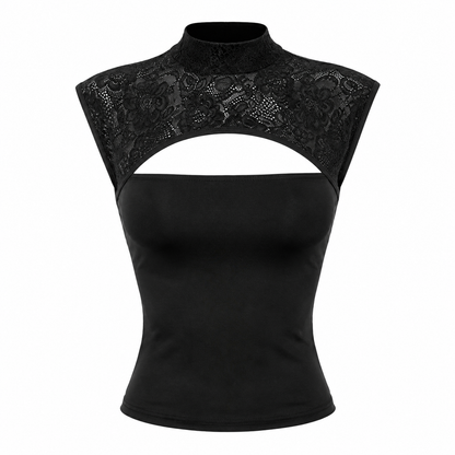 Blonde Crop Top til Dame | Ermeløs Topp med Utskjæringer og Ståkrage