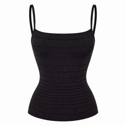 Stripet Singlet til Dame – Tettsittende Crop Topp med Elastisk Midje