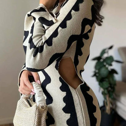 Elegant stripete maxikjole