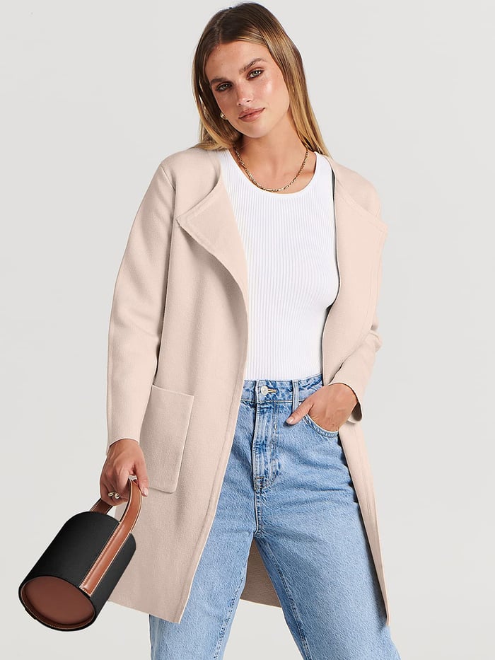 Ny klassisk frakk cardigan med revers